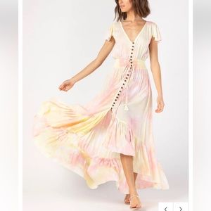 NWT New Moon open back maxi dress S